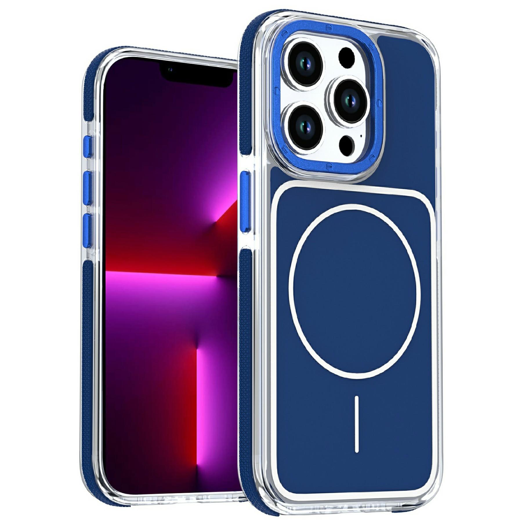 For iPhone 13 Pro Max Magnetic Case Dual Color Shockproof TPU PC Phone Cover Compatible with MagSafe