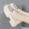 Autumn New Round Toe Thick Sole Comfortable Non-Tiring Foot Hollow Mid Heel Breathable Casual Daily Versatile Fashion Loafers