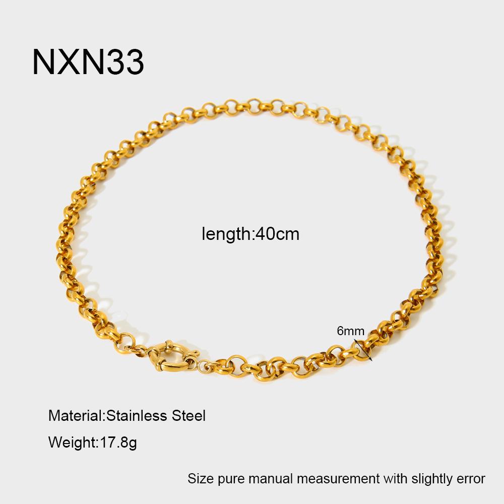 Ins Popular O-chain Plated 18K Gold Stainless Steel Minimalist Stacked Necklace Bracelet Jewelry DIY Accessories Women
