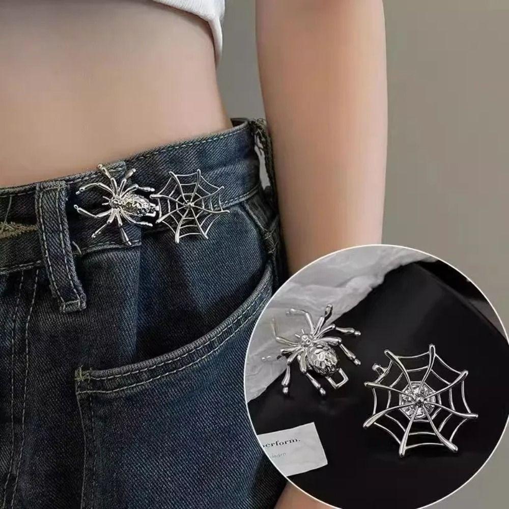 Button Clasps Jean Fit Tighten Buckles Spider Web Jean Buttons for Loose Jeans  Waist Accessories