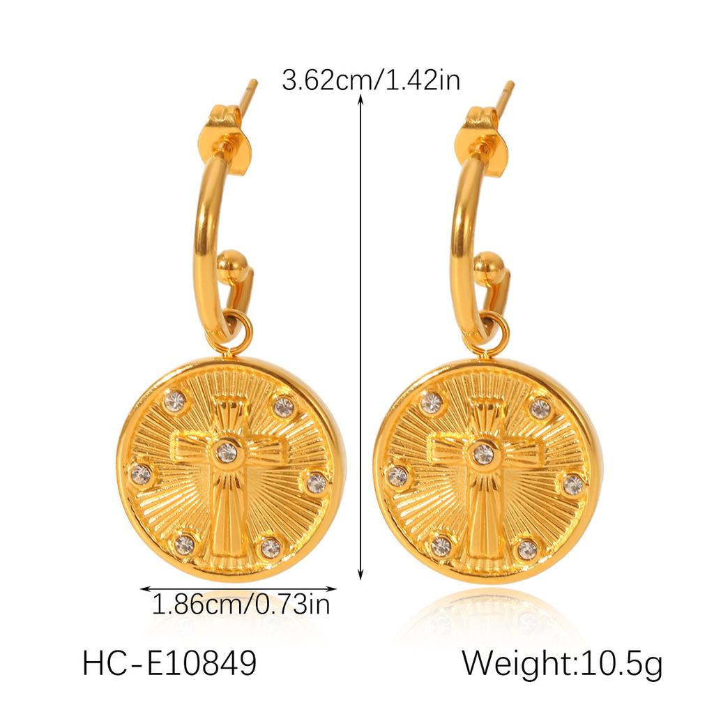 Cross Earrings Pendant Light Luxury High-end Drop Earrings Versatile Titanium Steel Jewelry Accessories for Women