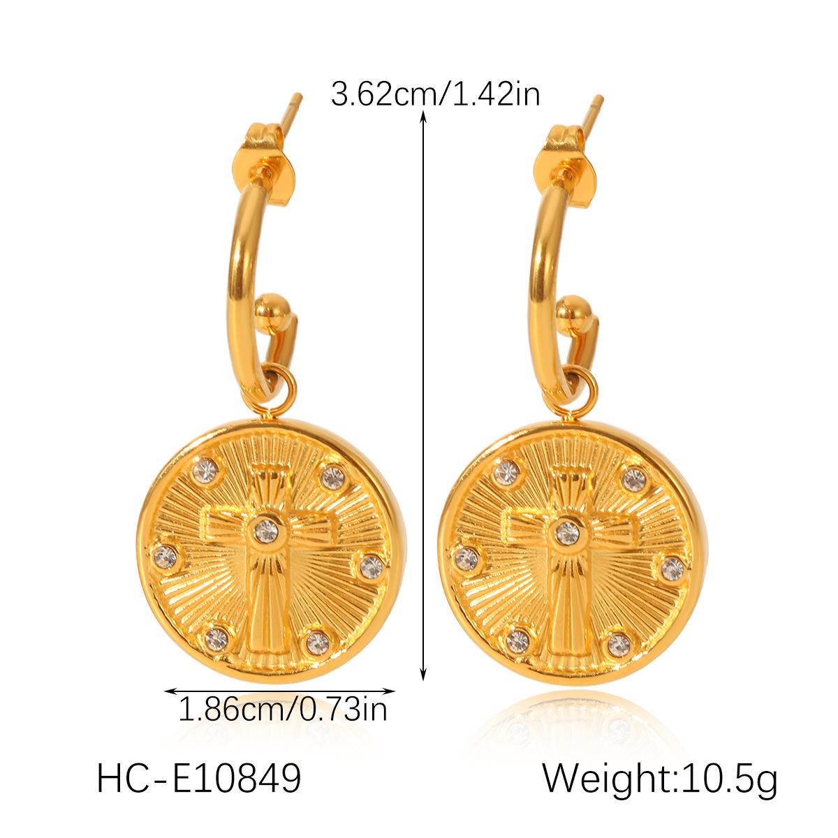 

Titanium Steel Diamond Cross Star Moon Drop Earrings Fashion Jewelry Gift for Women