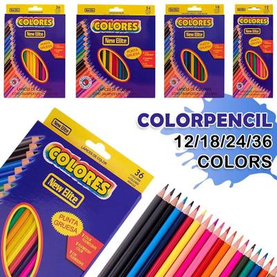 12/18/24/36 Pcs Kid Children Wood Color Pencil Crayon Art Pencils Paper Box Drawing Colouring