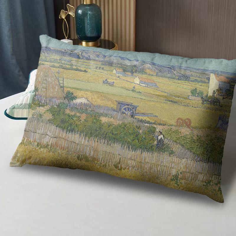 Van Gogh Oil Painting Pillow, Comfortable for Student Dormitory and Home, Single-Sided Customizable Pillow Core and Case