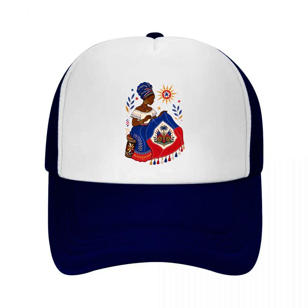 Haitian Heritage Seamstress Flag Tri Mesh Baseball Cap Casual Hat Outdoor For Womens Unisex FeUnisex