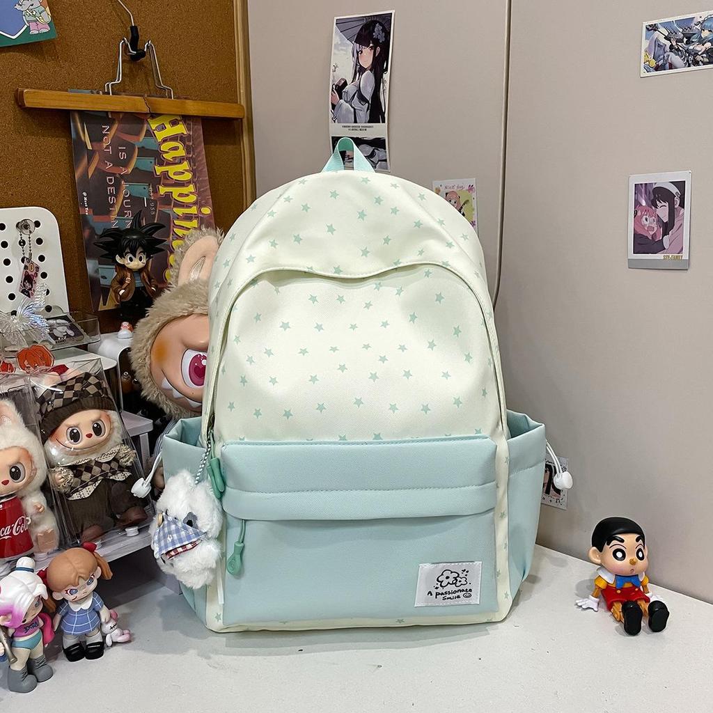 Schoolbag Female Japanese Ins Fresh and Sweet Star Backpack for Junior High School Students Versatile Lightweight Large-capacity Backpack
