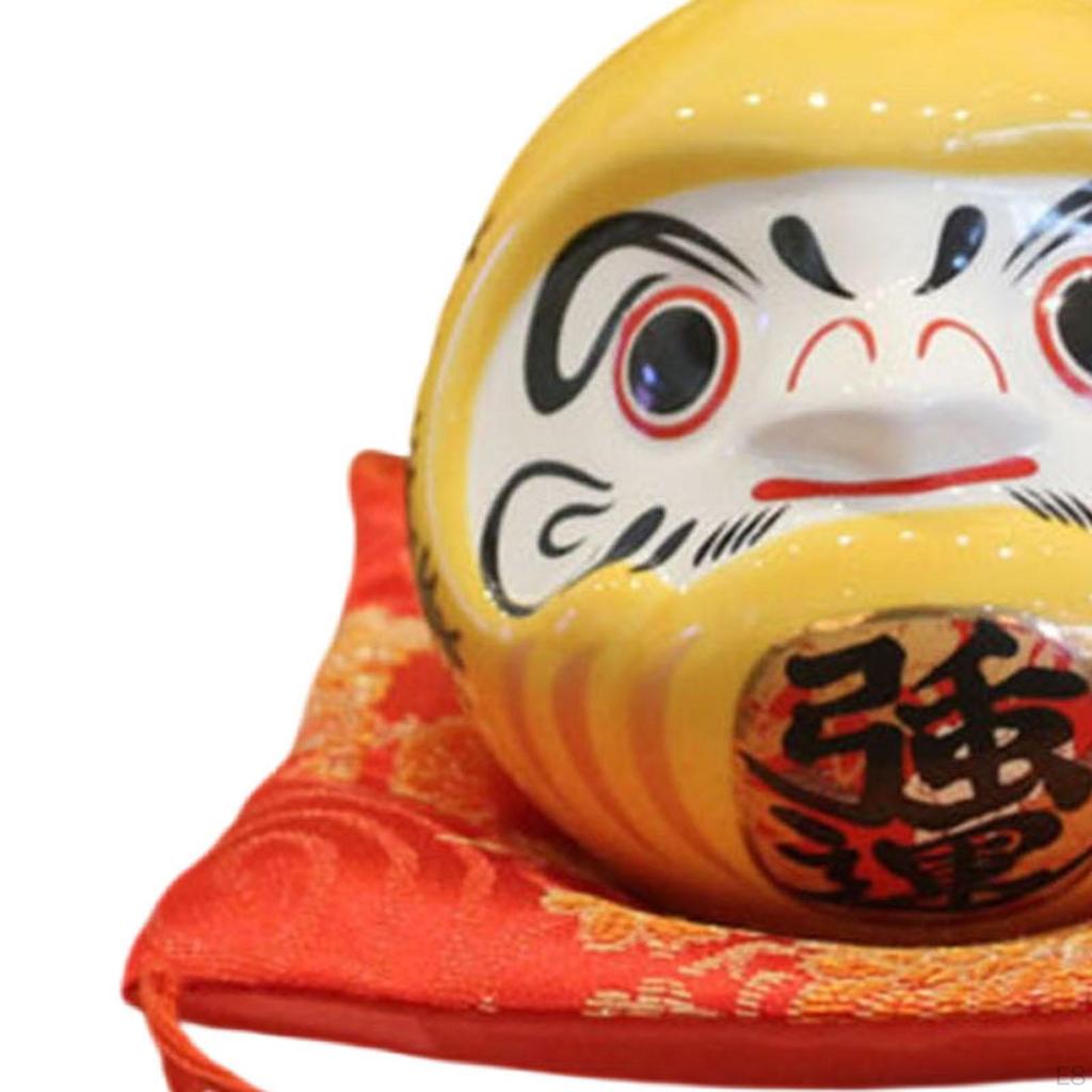 Ceramic Daruma Piggy Bank Desktop Decor Doll Japanese Figurine Saving Pot for Cafe