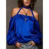 Top alla moda da donna con spalle scoperte in raso opaco, europeo e americano, 2026
