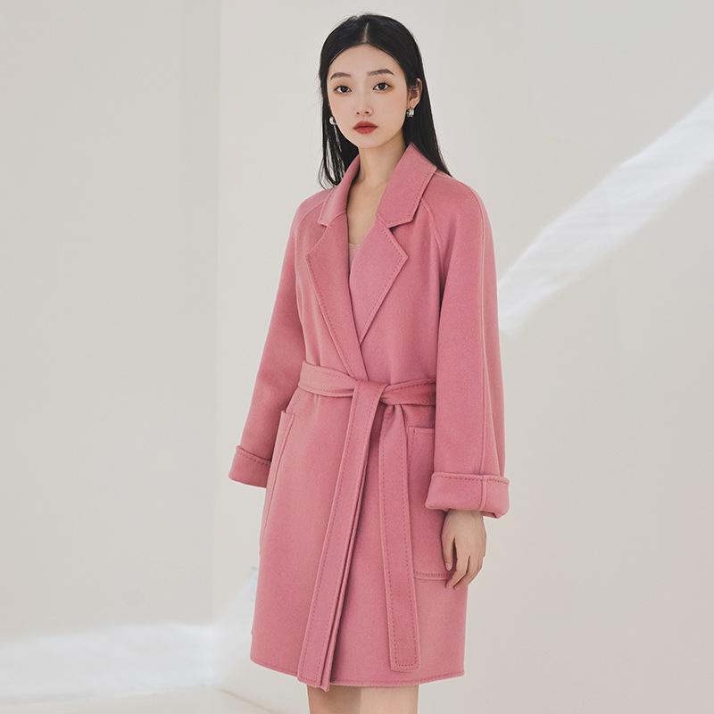 100% Pure Cashmere Double-Sided Women's Petite Woolen Overcoat