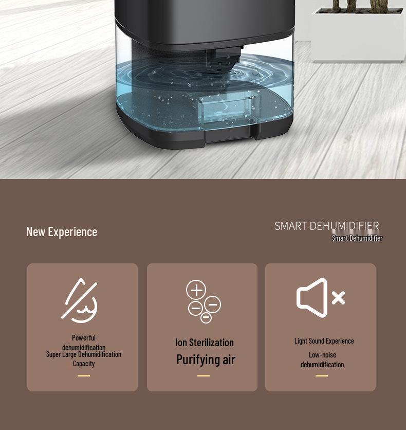 Compact Low-Noise Bathroom & Dorm Dehumidifier for Efficient Moisture Control