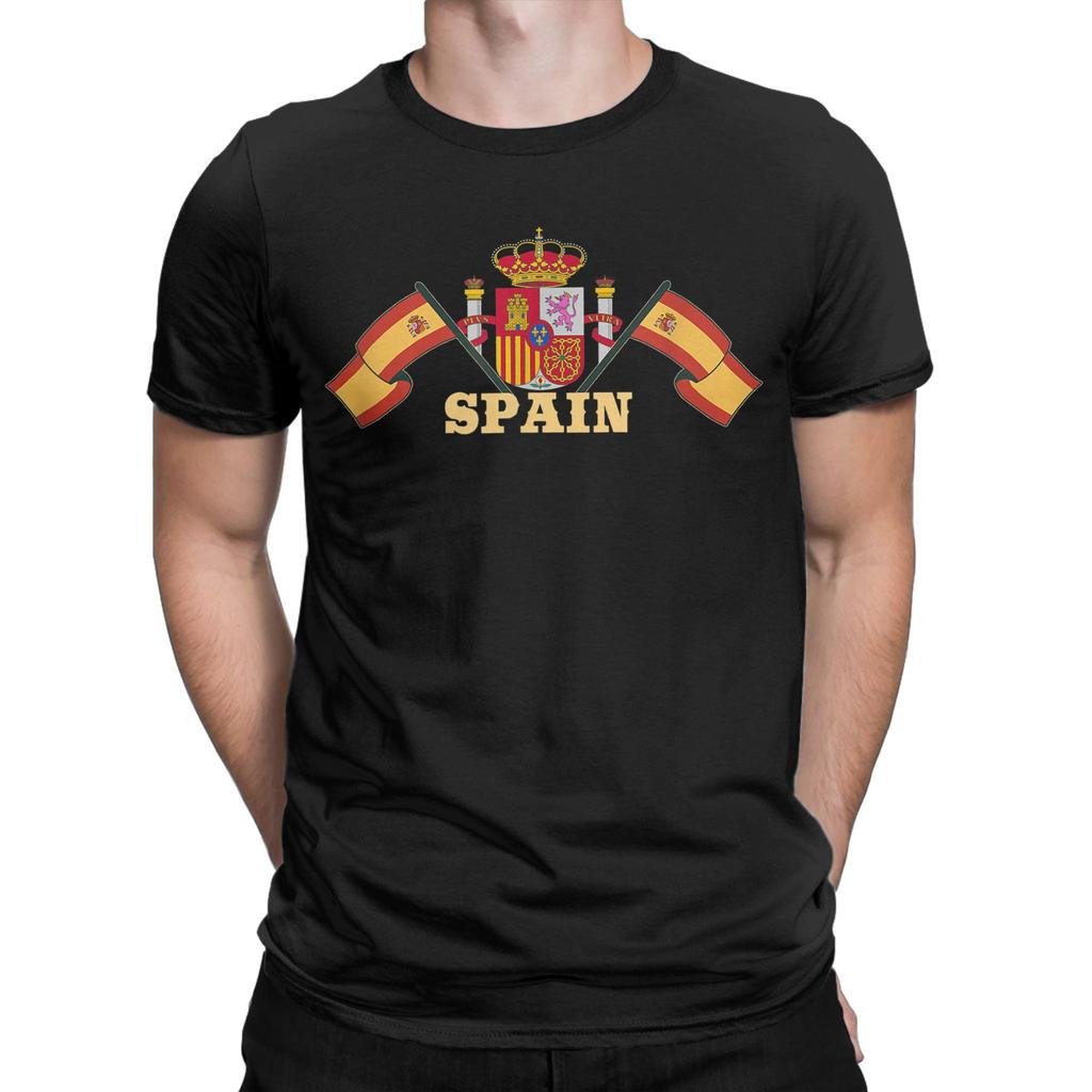 Spain Spanish Flag Pure Cotton T Shirt For Adult Summer Y2K Retro T Shirts Crew Neck Leisure Tees Oversized Pattern Tops
