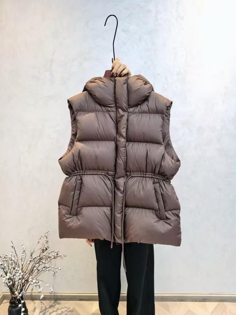 Down cotton vest women's waist large size small man hooded sleeveless vest cotton vest vest jacket