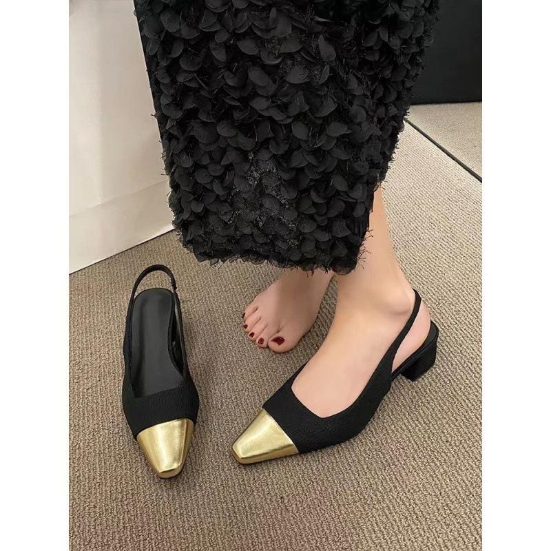 Women Shoes French Single Shoes Designer Metal Toe Banquet Dress Shoe Summer Backless Sandals for Women Mary Jane Sandal