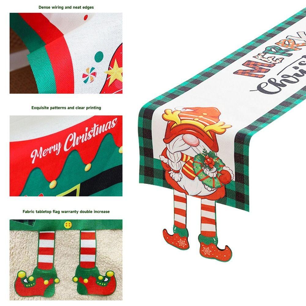 Neuer Stoff Weihnachtstischdecke Navidad Xmas Dekoration Tischläufer Tischdekoration Wiederverwendbare Tischfahne Weihnachten