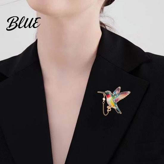 Sweater Brooch Pin Rhinestone Hummingbird Pin Oil Dripping Bird Lapel Jackets Decorative Badge Cardigan Coat Suits Accessories Jewelry Gift