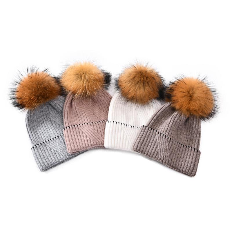 Men's and women's knitted hats rabbit down slash striped hats autumn and winter knitted cold hats outdoor wool hats warm and windproof