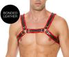 Buckle Bulldog Harness Black-Red - Ouch! Harness - Men's Harness