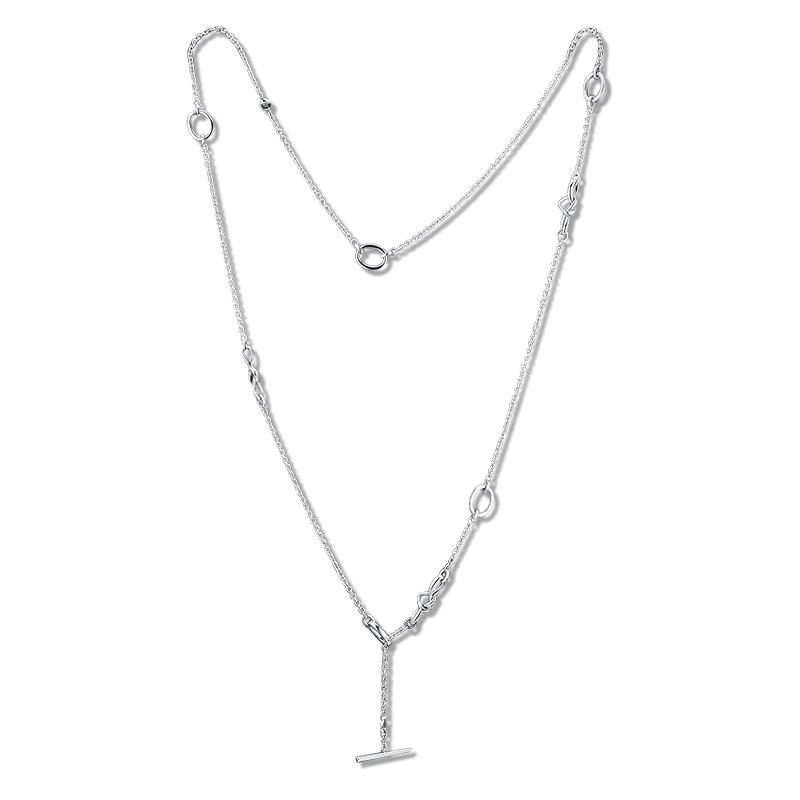 Authentic 925 Sterling Silver Knotted Heart T-Bar Necklaces for Women S925 Necklaces & Pendants Fine Jewelry Accesorios Mujer