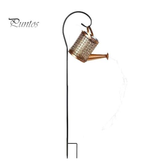 Metal Santa Silhouette Lawn Lamps Christmas Solar Kettle Light, Solar-Powered Claus Watering Can Stake Lamp Outdoor Fairy Lights for Garden