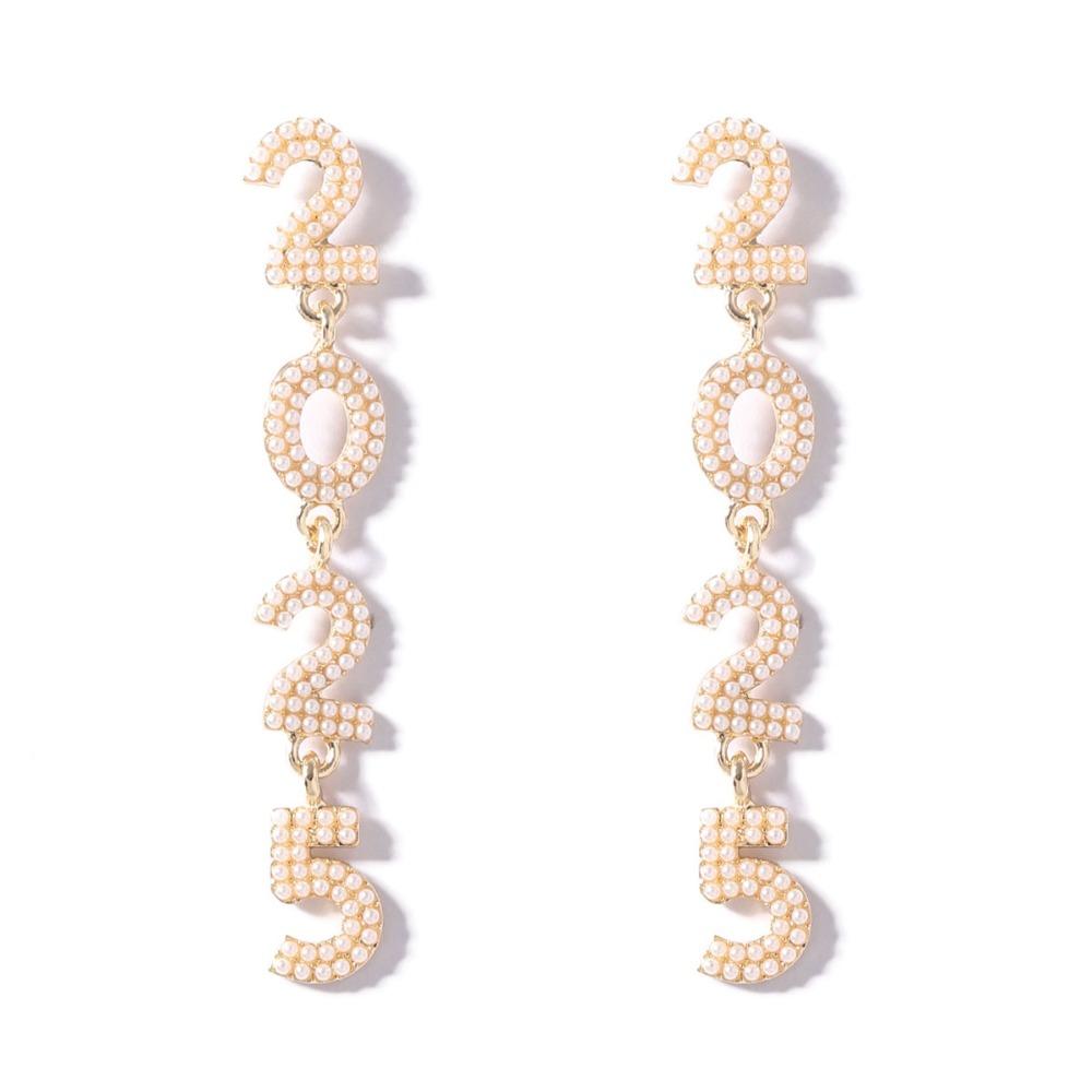 Aesthetic Happy New Year Earrings Jewelry Crystal Party Earrings  New Year