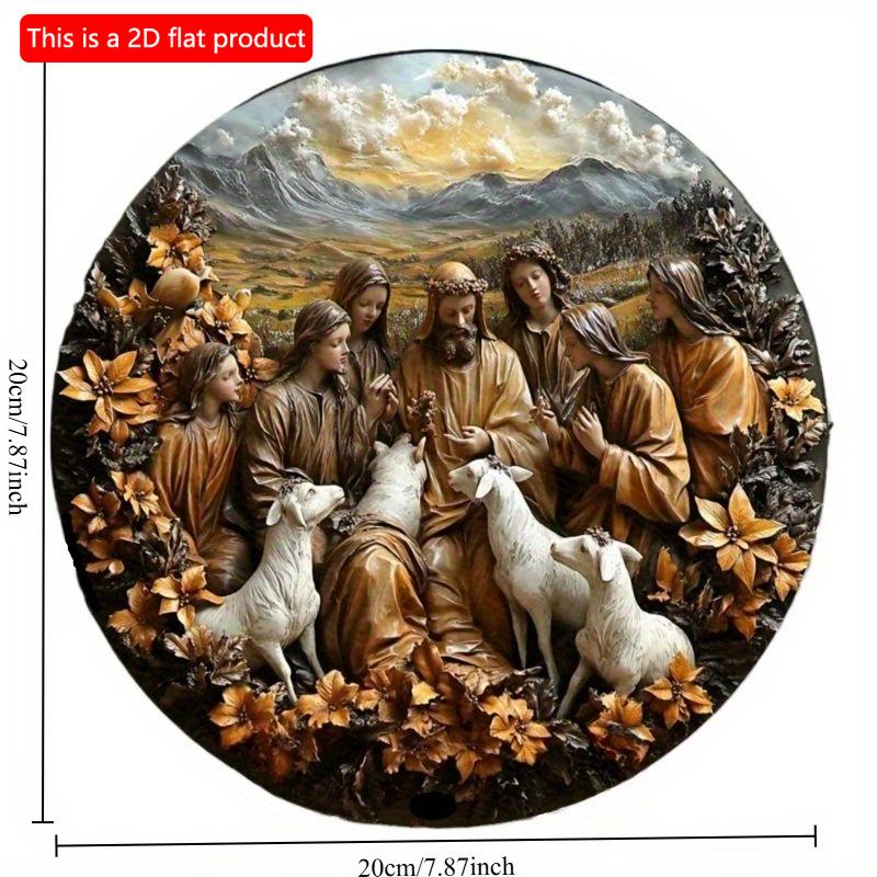 2d Flat 20*20cm, Classic Vintage Scene Circular Wooden Sign, Wooden Decorative Plaque, for Home, Kitchen, Garden, Bar, Party Wall Art.