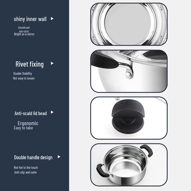 Chui Da Huang 304 Stainless Steel 20cm Steamer & Soup Pot