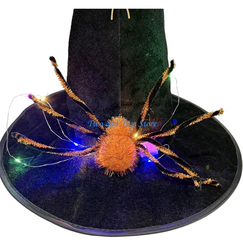 HX6F Halloween Wizard Hat Light Up Witch Hat Witch Caps Wizard Costume Accessories for Masquerades Party Decor Cosplay Props