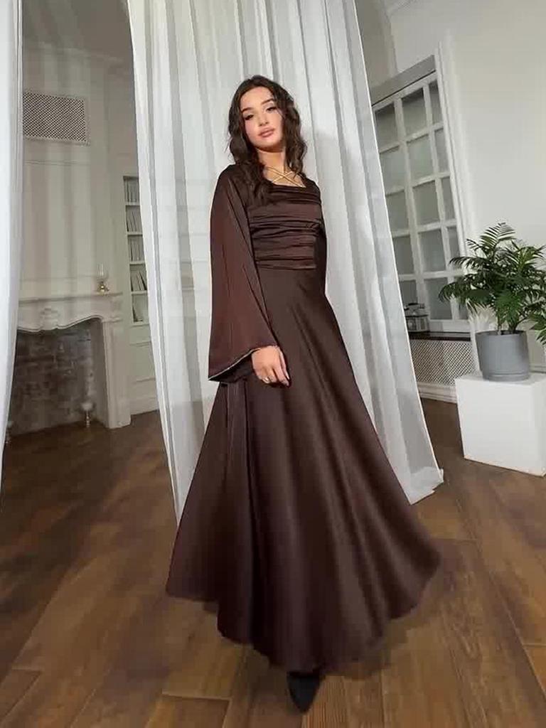 Wiosenna sukienka damska 2025 slim-fit z bandażem z cyrkonii, z długim rękawem, satynowa