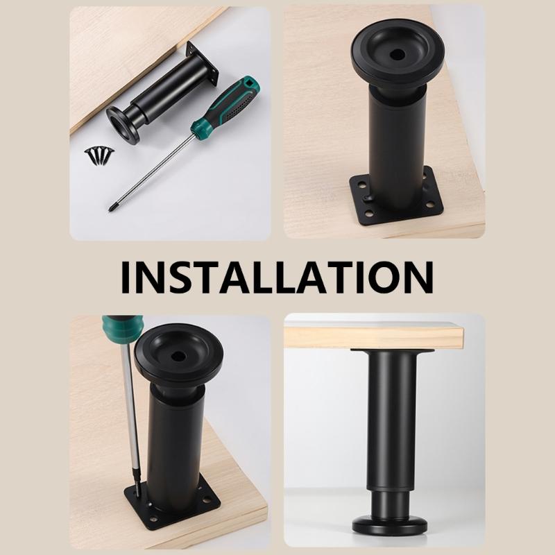 Packung mit 2 verstellbaren Stahlmöbelbeinen Sofabeine Couchbeine Stoßdämpfende Fußpolster für Schreibtische Sofas Regale & Kommoden