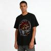 Furious Brown Bear Biker Print T-Shirt Retro Hardcore Mechanical Style Top Pure Cotton T-shirt