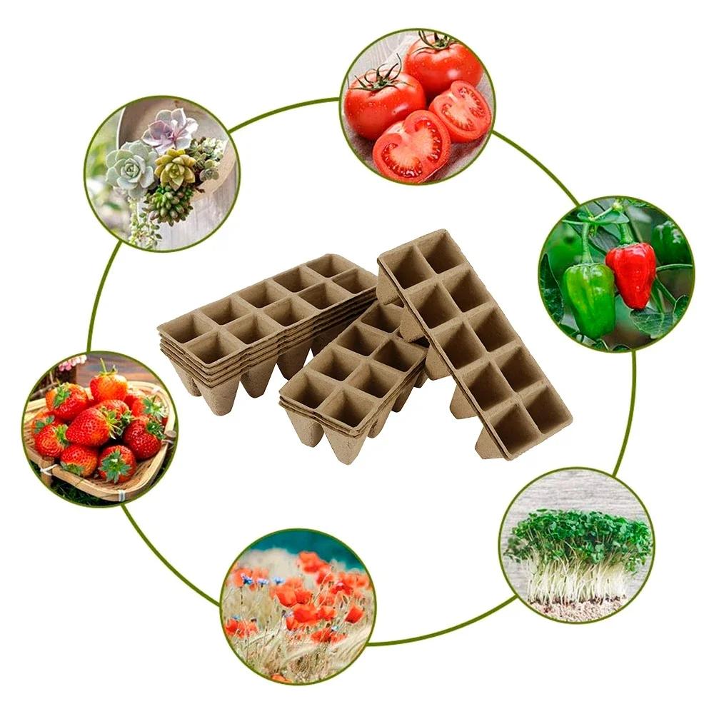 20Pcs Seedling Start Trays with 10 Holes Organic Germination Plant Biodegradable Seedling Peat Pots for Indoor Gardening Tool