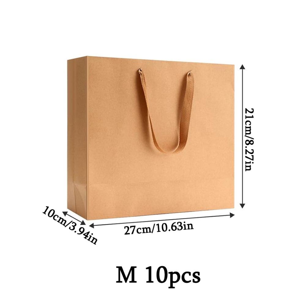 10pcs Kraft Paper Gift Bags Shopping Bags with Handles Gift Wrap Bags Paper Gift Sacks Party Favor Handbag Gift Packaging Bag Shopping Paper Bag