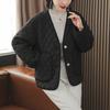 Design Rhombus V-neck  jacket for women's autumn and winter casual outer wear short  clothes