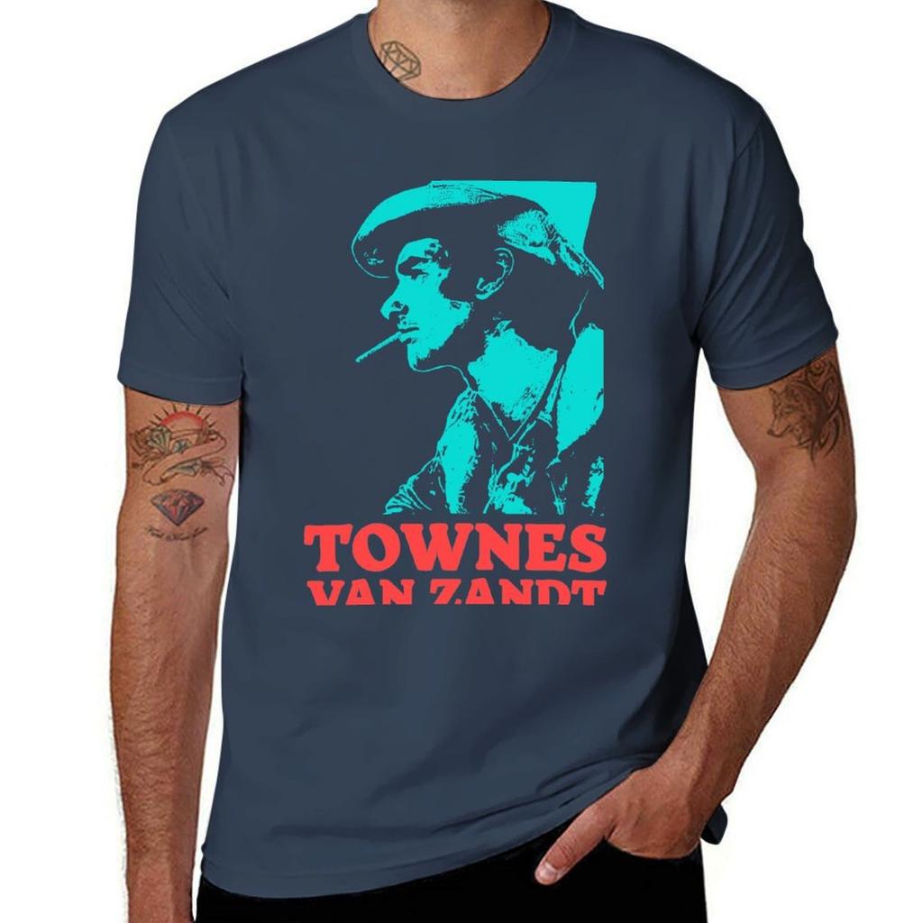 Copy Of Townes Van Zandt Tshirt Basic Solid Color Short Sleeve Cotton Top