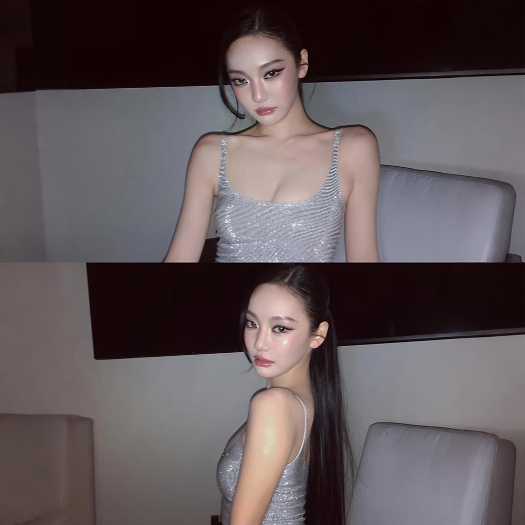 2026 European and American summer new sexy temperament wind off-the-shoulder thin shoulder straps slim and thin design dress women