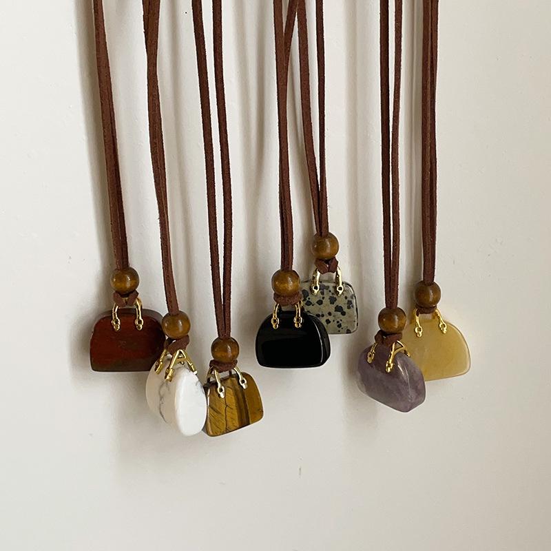 Women's Tiger's Eye Stone Pendant Necklace - Autumn/Winter Fashion Choker & Sweater Chain