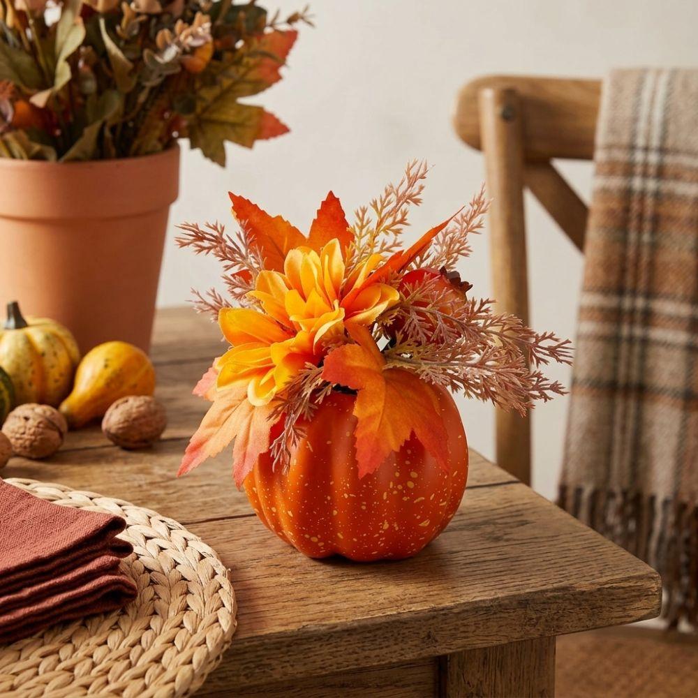 Realistic Fall Artificial Pumpkin Floral Foam Pumpkin Berry Chrysanthemum Flower Halloween