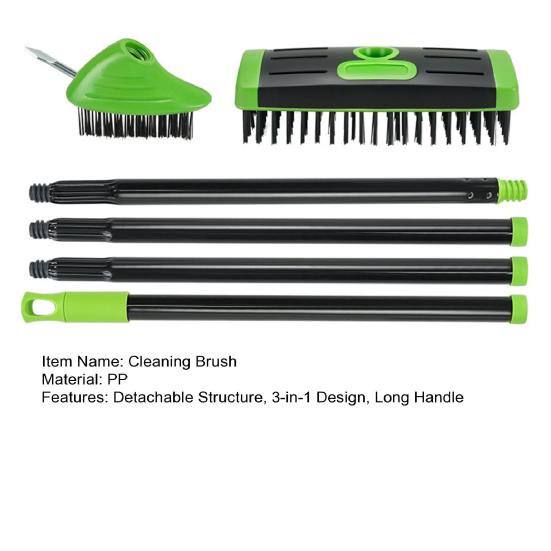 Sidewalk Joint Scrubbing Tool 3-in-1 Deck Brush, Floor Scrub Brush with Long Handle, Detachable Backyard Patio Maintenance Weed for