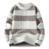 Yang Men's Striped Crew Neck Pullover: Casual Loose Knitwear for Autumn/Winter