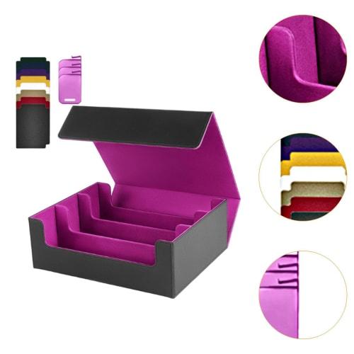 Qialexicon Card Deck Box, Sports Card Case, Display, PU Leather, Holds 1800 Standard Trading Cards, Purple