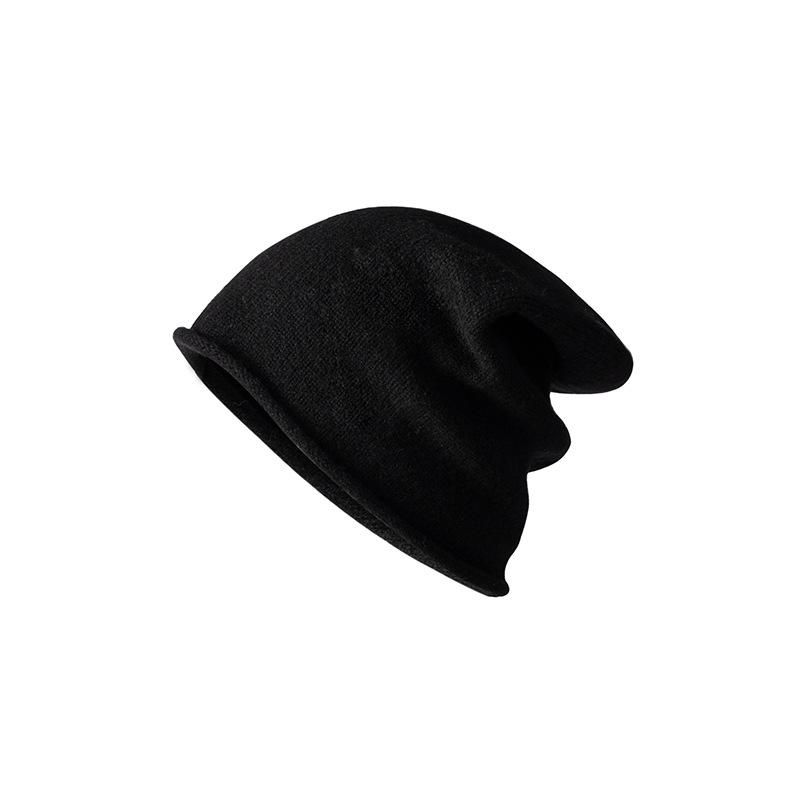 Solid color 100% wool cold hat women's pile hat spring and autumn hat high-end knitted hat warm wool hat
