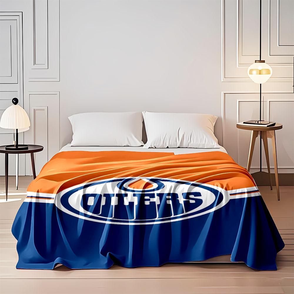 Edmonton Oilers Team Logo Blanket Print Blanket Soft and Cozy Perfect for the Living Room Bed Sofa or a Nap,gift