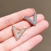 Women Brooch Sparkling Rhinestones Inlaid V-Shaped Design Lapel Pin Sweater Scarf Bag Badge Jewelry Accessories