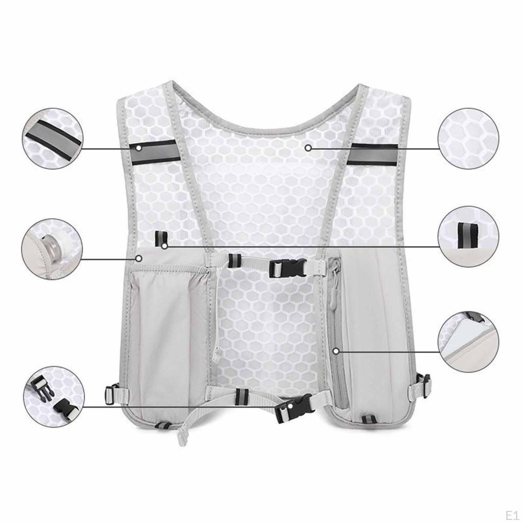 Sac à Dos d'Hydratation Gilet de Course Sac Poche à Eau Sac à Dos de Jour Respirant avec Bande Réfléchissante pour Trail