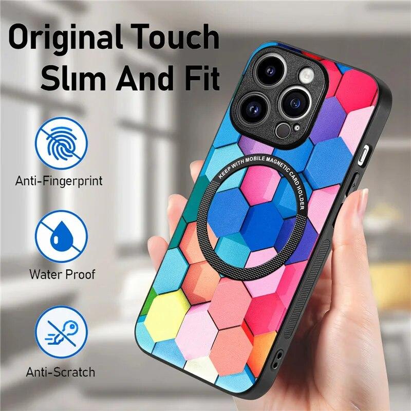 Bunte kabellose Lade-Handyhülle für iPhone 15 Pro Max 14 Plus 13 12 11 SE X für Samsung Galaxy S24 Ultra S23 S21 FE A35 A15 A54 A34 A53 Cover