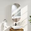 Oval Bathroom Mirror with Cabinet, Modern Wall-Mounted Bathroom Storage Mirror with Two Shelves for Storage, 45x90 cm, White