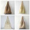 Large Capacity Knitted Tote Bag Korean INS Fashion Solid Color Hollow Out Shoulder Handbag for Women