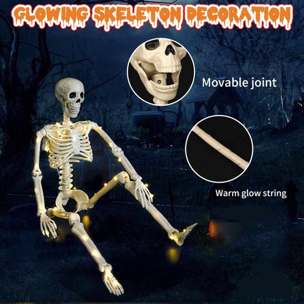 Movable Haunted House Props LED Lights Scary Decoration Skeleton Human Model Decoration  Movie Set