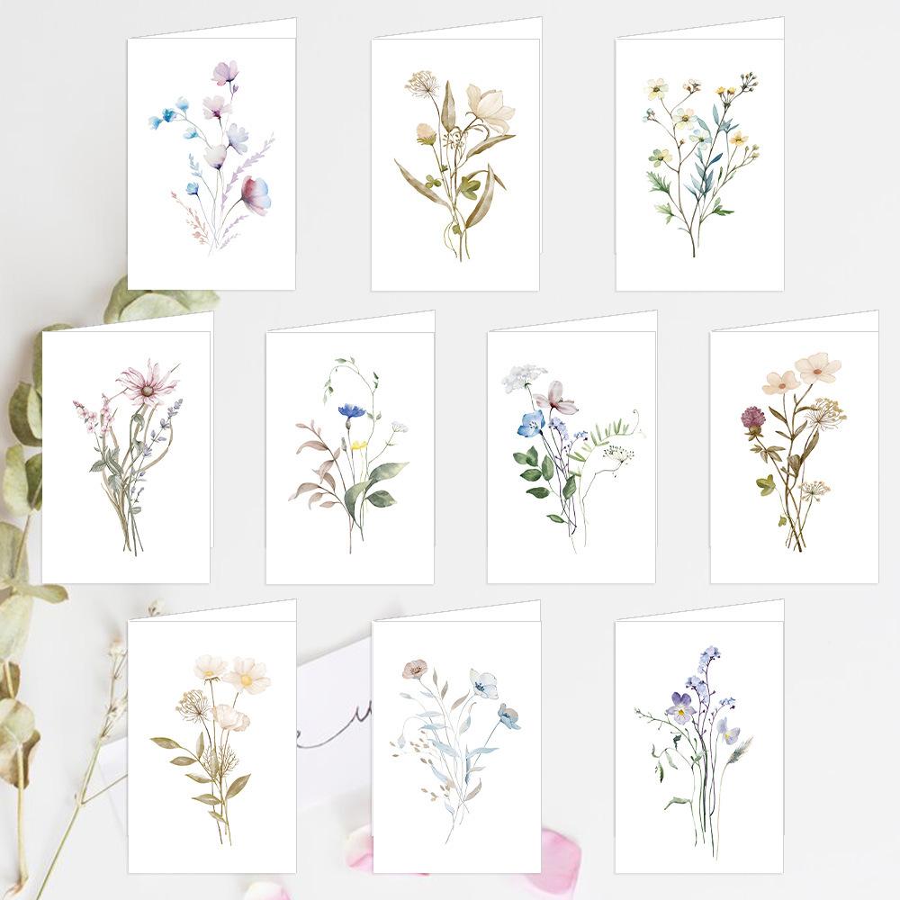 10pcs Artistic Watercolor Floral Greeting Cards Set with Envelopes, Invitations for Wedding Birthday Party All Occasions