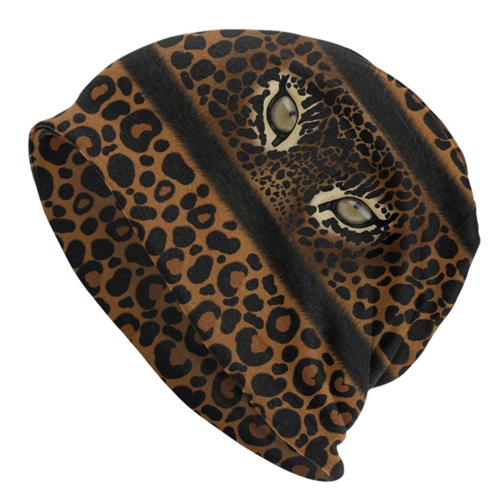 Leopard Fur Ethnic Tribal Geometric OrnaUnisexts Skullies Beanies Caps Winter Knit Hat Adult Animal Leather Texture Bonnet Hats